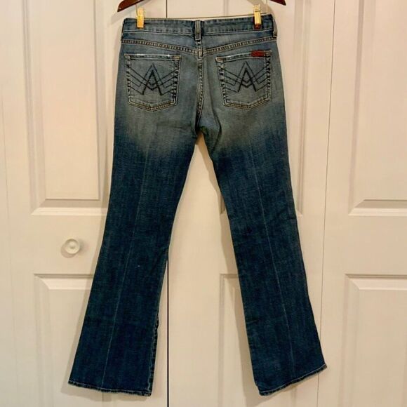 7 For All Mankind Sequined A Pocket Wide Leg Jeans Size 29 - Picture 7 of 12